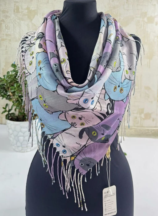 K13589 Платок 90/90 хлопок БИРЮЗОВЫЙ