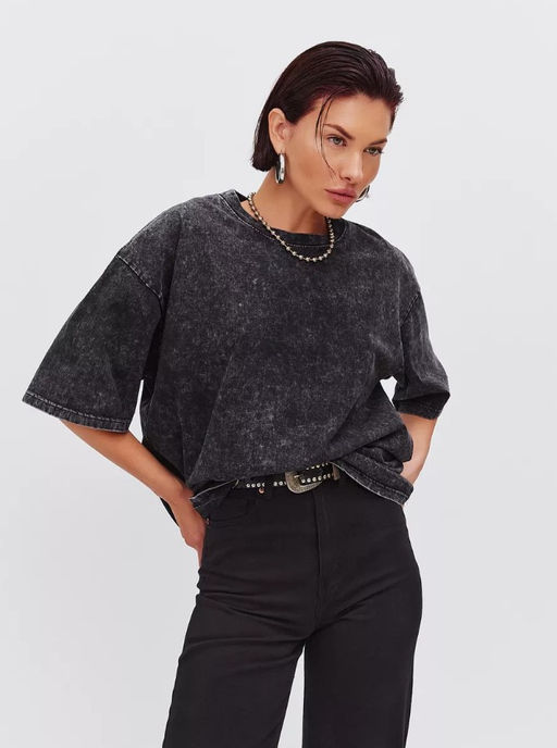 K12360 Футболка OVER SIZE (плотный хлопок) ЧЕРНЫЙ