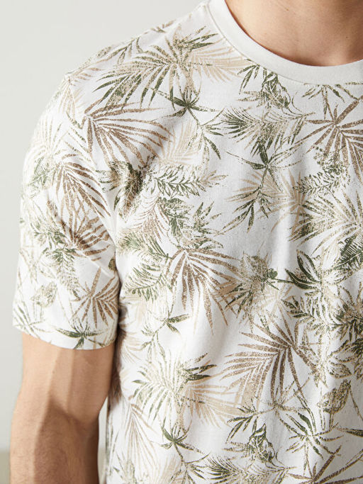 Bisiklet Yaka K?sa Kollu Desenli Penye Erkek Ti??rt