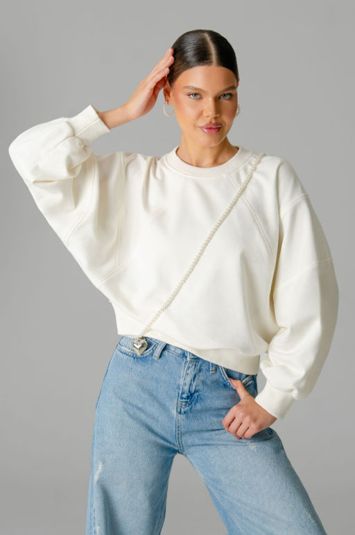 Арт. 15110/3 Свитшот женский укороченный one size (42-50) Цвет:молочный - Калинка фото 15