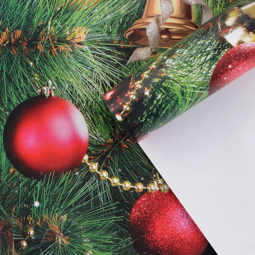 Цена за 10 шт. Упаковочная бумага на новый год «Праздник у ёлки», 50 х 70 см, глянцевая