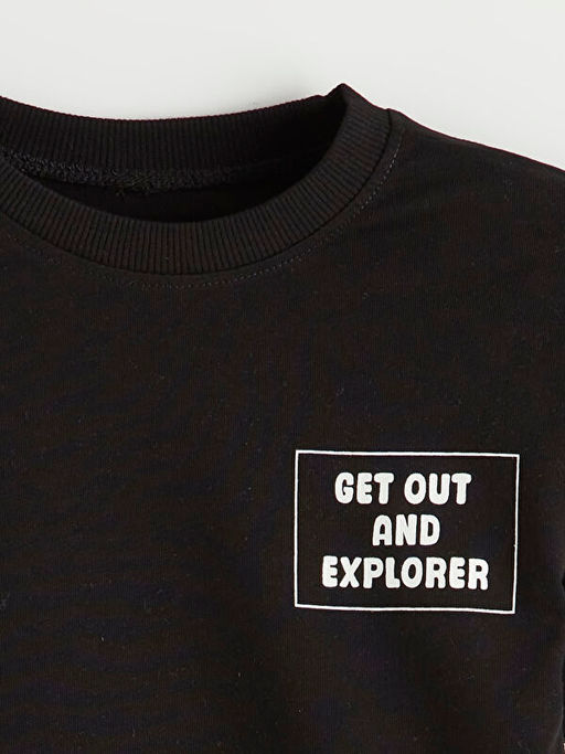 Bisiklet Yaka Bask?l? Erkek ?ocuk Ti??rt