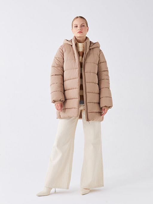 Kap??onlu D?z Oversize Kad?n ?i?me Mont - Waikiki фото 3