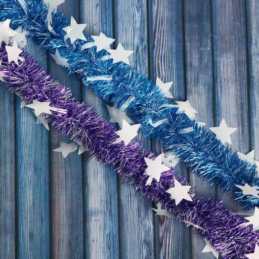 Цена за 10 шт. Мишура Вираж звёзды, d-5 см, 200 см, микс - Зимнее волшебство фото 2