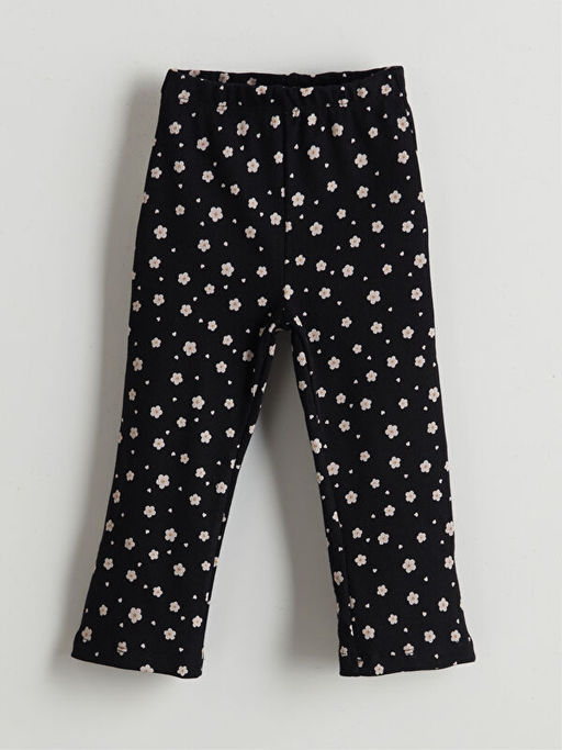 Beli Lastikli ?i?ekli K?z ?ocuk Tayt