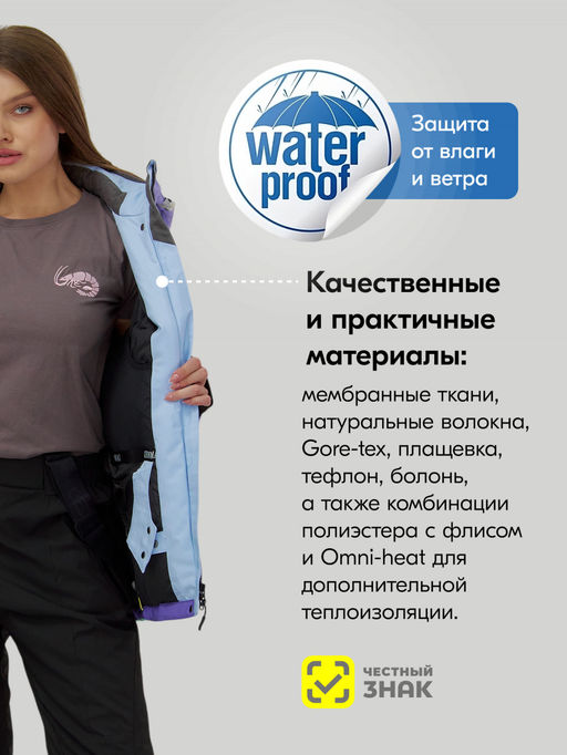 Горнолыжный костюм женский зимний бирюзового цвета 016Br - Chunmai фото 4