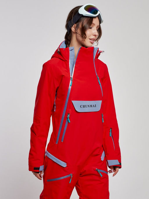 Горнолыжный комбинезон женский зимний красного цвета 2323Kr - Chunmai фото 10