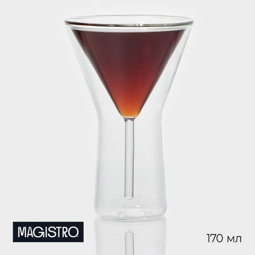 Бокал для мартини Magistro «Айс», 170 мл, 10.3×15.7 см, с двойными стенками, стекло, прозрачный