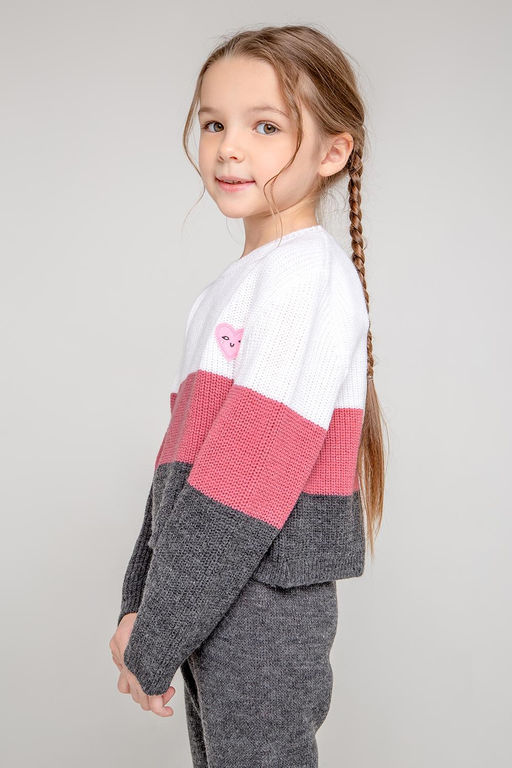 Crockid _ КВ 30120/ш/брусника,серый джемпер для дев фото 3