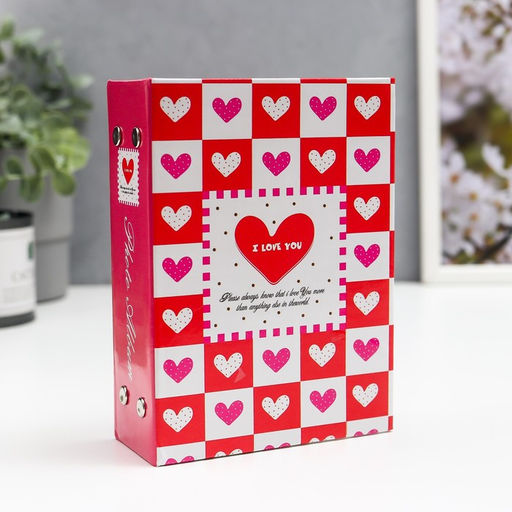 Фотоальбом для фотографий на 96 фото 10?15 см Сердца, любовь, 16.5?12.5?5 см, МИКС