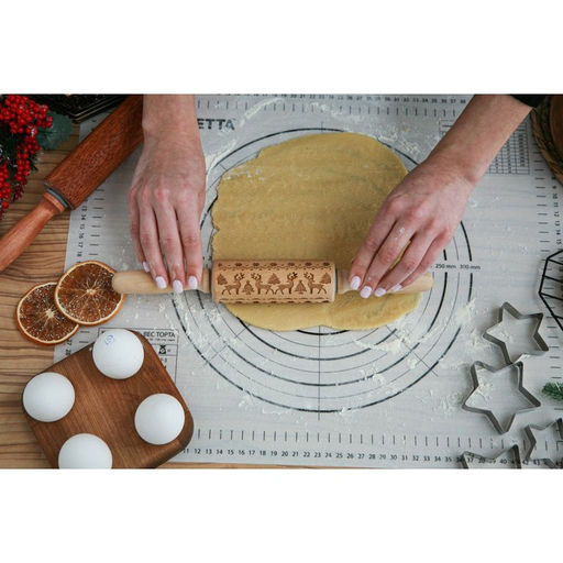 Скалка новогодняя Доляна, фигурная, 30?4 см, рабочая часть 11.5 см, вращающаяся