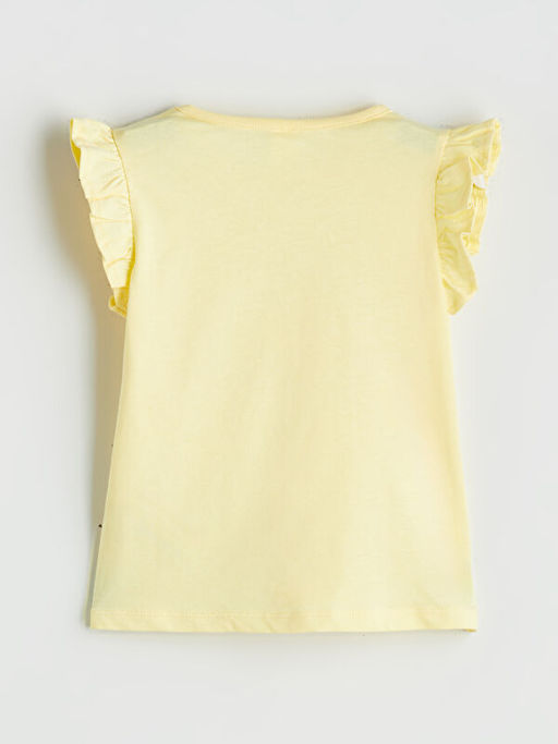 Bisiklet Yaka Bask?l? K?z ?ocuk Ti??rt