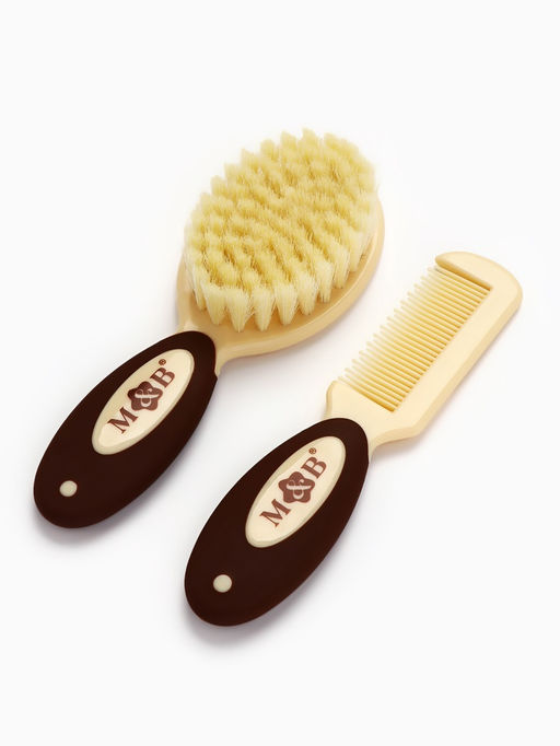 Набор расчесок, 2 шт., натуральная щетина, цвет бежевый/коричневый, Mum&Baby