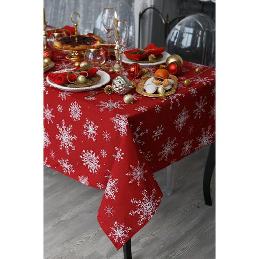 Скатерть новогодняя «Доляна» Белые снежинки 250×149+/- 3 см, 100% хлопок, 164 г/м²