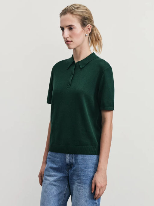 Джемпер поло из хлопка с короткими рукавами / Zarina фото 5