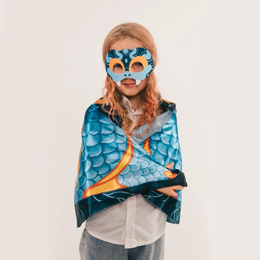 Карнавальный набор «Прикольная Змея», накидка, маска, синий