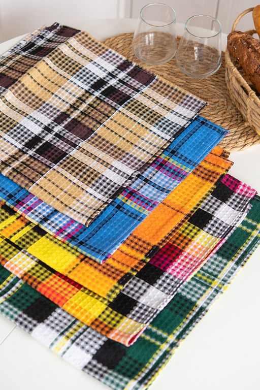 Набор полотенец вафельн."Шотландка" 40*75 см (5шт)