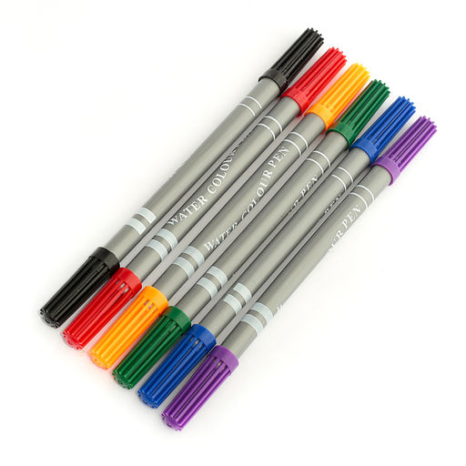 Фломастеры, 6 цветов, двусторонние, круглый наконечник 2 мм/5 мм, вентилируемый колпачок, в блистере - Calligrata фото 2