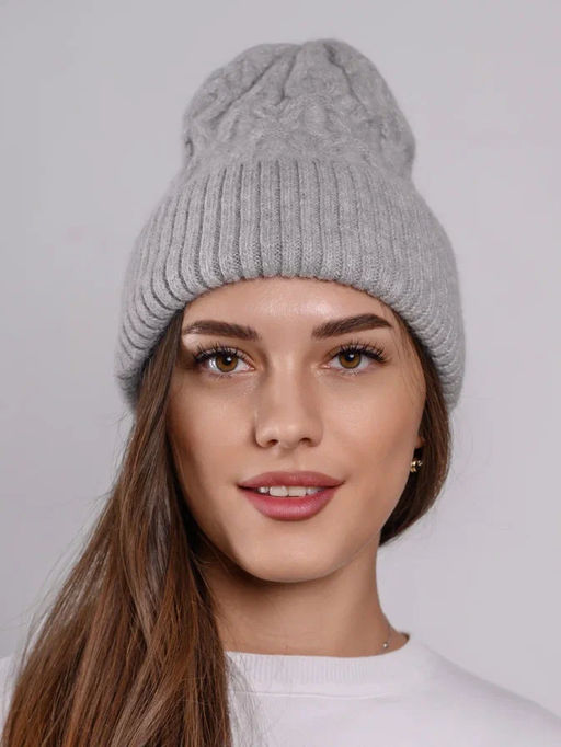 Теплая зимняя шапка бини из нежнейшей ангоры - Pretty mania фото 7