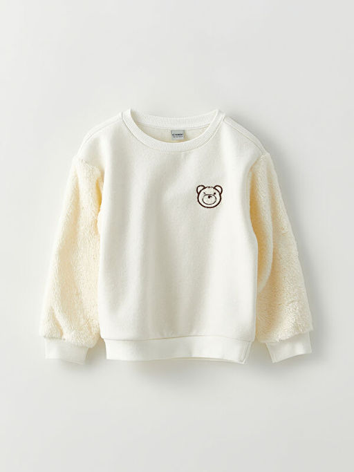 Bisiklet Yaka Nak??l? Uzun Kollu K?z ?ocuk Sweatshirt