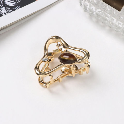 Цена за 6 шт. Крабик для волос «Эдисон», изгиб, 4.5 см, золото