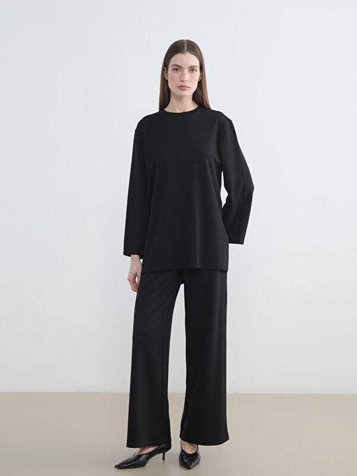 Ta?l? Soft Touch Oversize Kad?n Sweatshirt Tunik