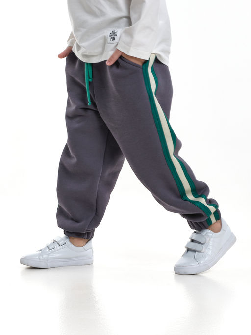 Брюки с лампасом для мальчика штаны спортивные 22-7681 светлый графит - Mini maxi фото 3