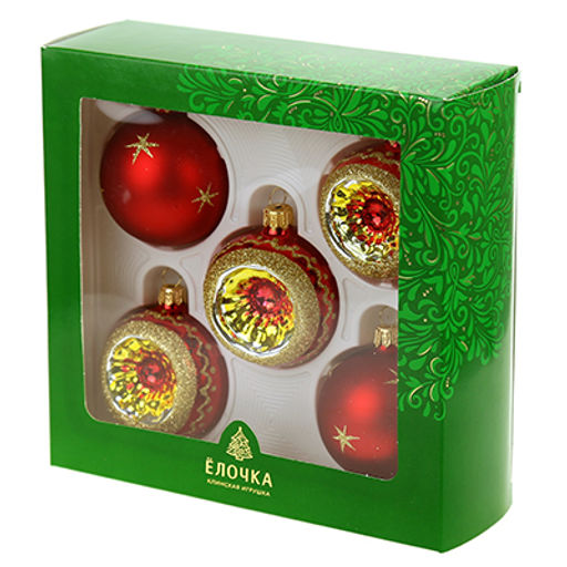 Елочная игрушка шар стеклянная Орбита д6см, ручная художественная роспись, подарочная упаковка, набор 5шт (Россия) - Домашняя мода фото 4