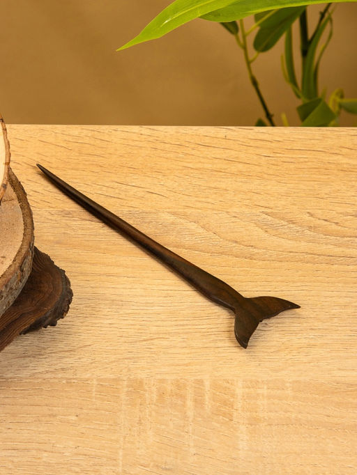 Шпилька для волос «Хвост русалки», 18×3 см, дерево Соно, тёмно-коричневая