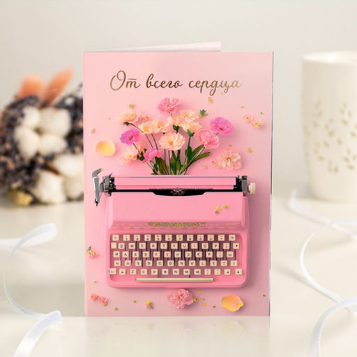 Открытка 4 шоколадки "От всего сердца (печатная машинка)"