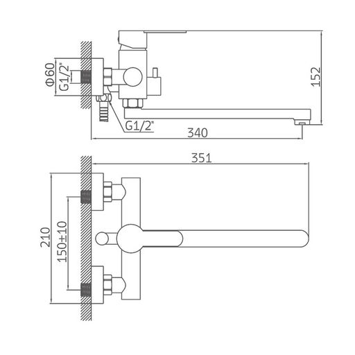 Смеситель для ванны Accoona A71103, однорычажный, нержавеющая сталь, хром