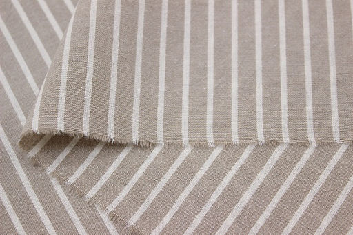 Вареный (стираный) хлопок "Белая полоска на св.бежево-кофейном меланже", ш.2.5м, хл-100%, 110гр/м.кв