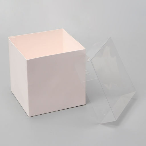 Цена за 3 шт. Коробка для цветов с PVC крышкой, 12×12×12 см, белая