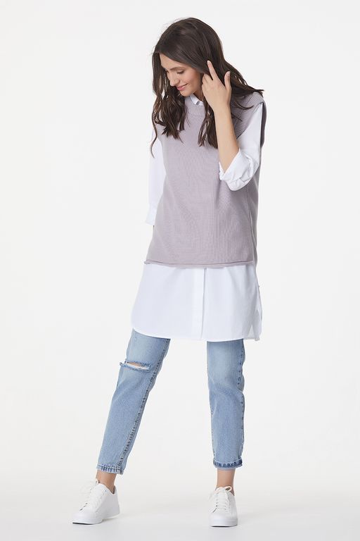 Жилет вязаный прямой с разрезам по бокам - Fly фото 11