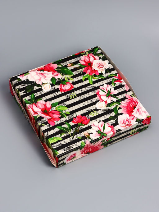 Цена за 20 шт. Коробка складная Весенние пионы 20 х 20 х 4 см - UPAK LAND фото 4