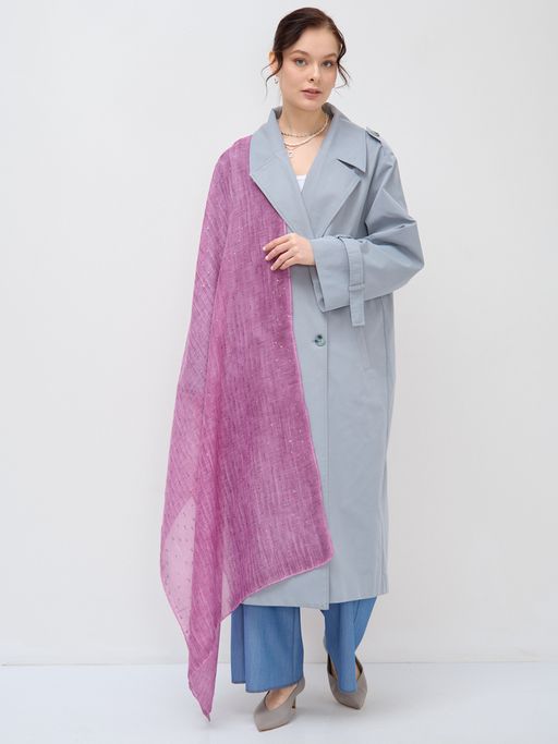 Лен с хлопком . Большой, красивый двусторонний палантин с необычной выработкой по всему полотну изде - Tantino фото 4