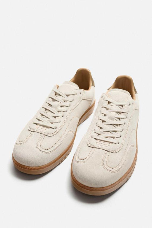 LEATHER TRAINERS WITH CONTRAST SOLE - Zara фото 5