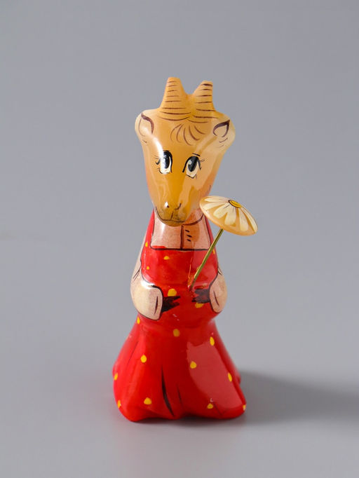 Сувенир «Коза с цветком», 8,5×3,5 см, селенит