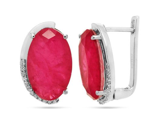 Серьги из серебра турмалин малиновый выращ., Чезара