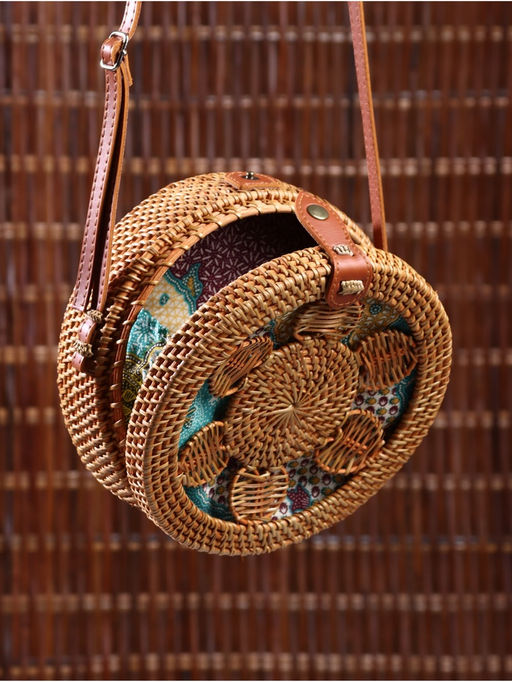 Сумка женская через плечо плетёная «Цветок», 20×6×70 см, ротанг