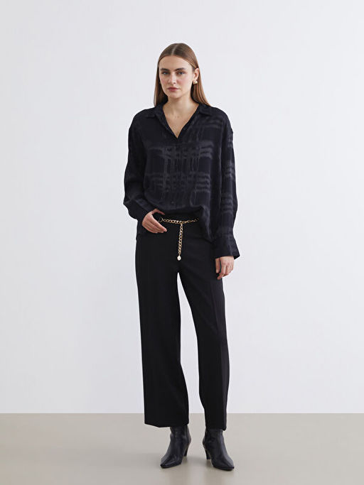 Loose Fit Zincir Kemerli Kad?n Pantolon