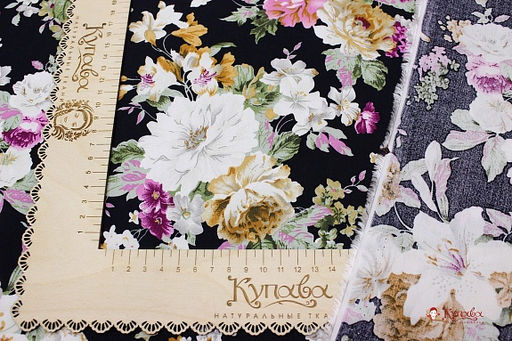 Штапель Эсмеральда цв.чернильно-черный, ш.1.44м, вискоза-100%, 100гр/м.кв - Купава фото 4