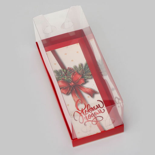 Цена за 3 шт. Коробка с прозрачной крышкой под рулет «С Новым годом», 30×12×12