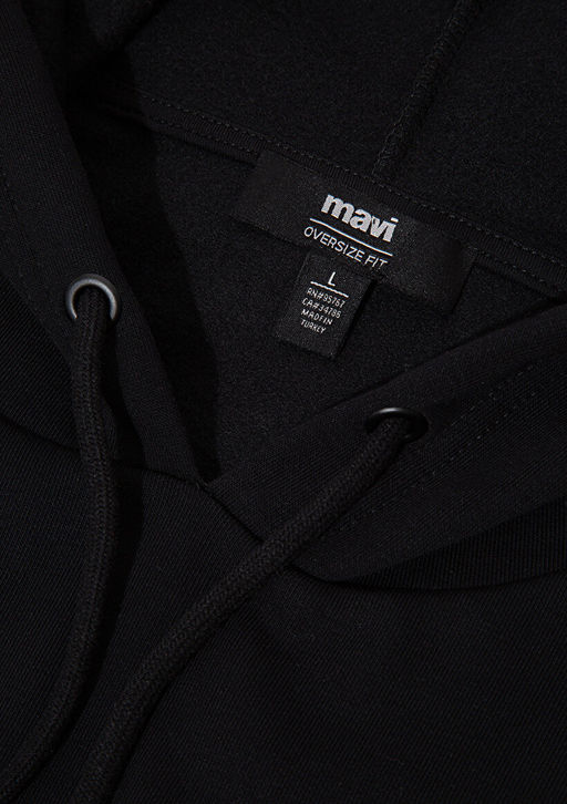 Mavi Logo Bask?l? Kapusonlu Siyah Sweatshirt  фото 6