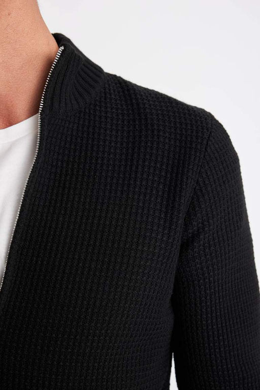 Вафельный кардиган стандартной посадки с водолазкой - Defacto фото 5