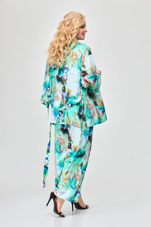 Костюм Svetlana Style 1779 бирюзовый+цветы+лаванда