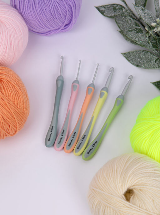 Для вязания Gamma RHT крючок с прорезин. ручкой алюминий d 6.0 мм 14.5 см в блистере c покрытием  фото 5