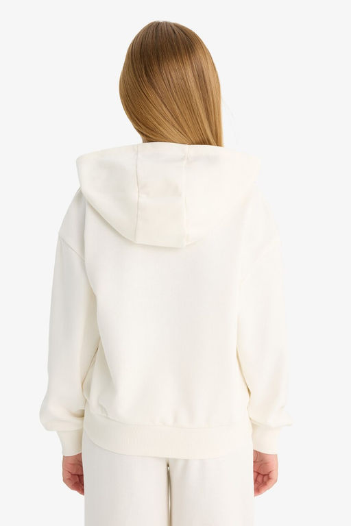 Pamuklu Relax Fit Kap__onlu Basic Sweatshirt K_z _ocuk - Defacto фото 6