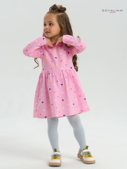 Платье Эля цветные сердечки на розовом - Sovalina фото 17