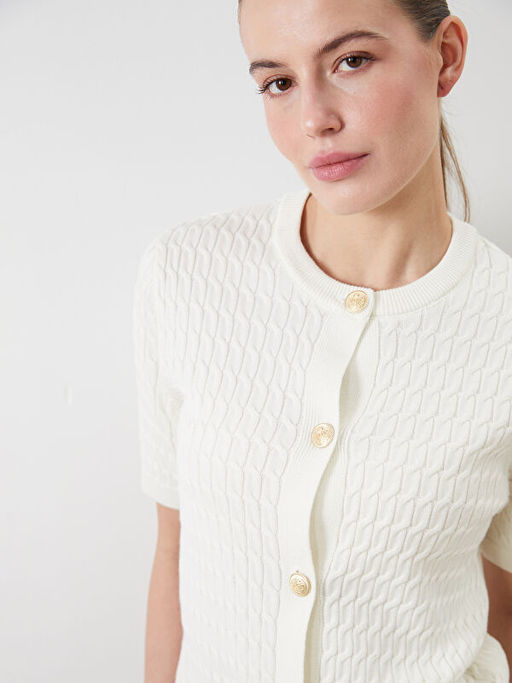 Bisiklet Yaka Kendinden Desenli Kad?n Triko H?rka